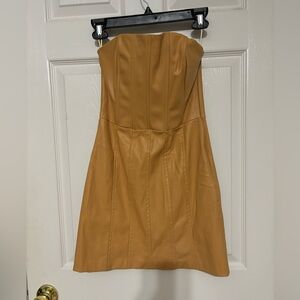 Zara golden yellow strapless mini dress.